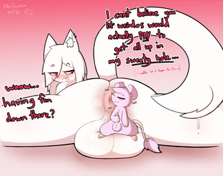 anthro anus_focus balls big_balls bodily_fluids butt butt_focus butt_sniffing duo flexible genitals living_tail looking_back lying male masturbation musk on_front onomatopoeia penile penile_masturbation piercing simple_background sitting_on_balls size_difference sniffing sound_effects splits spread_legs spreading sweat sweaty_butt tail teasing text unusual_anatomy unusual_tail tfwnocatgirlgf ash_(tfwnocatgirlgf) chimera mammal mouse murid murine rodent absurd_res artist_name dated english_text hi_res