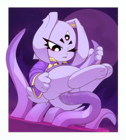 3_eyes anthro anus bodily_fluids bottomless butt chibi clothed clothing female female_penetrated fur genital_fluids genitals multi_eye one_eye_closed penetration purple_body purple_fur sex solo tentacle_in_vagina tentacle_penetration tentacle_sex tentacles vaginal vaginal_fluids vaginal_penetration vulva kekitopu gem_(kekitopu) lagomorph leporid mammal rabbit 2023 hi_res