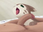 ambiguous_gender ambiguous_on_human bed_sheet bedding bestiality duo feral furret generation_2_pokemon genitals half-erect human human_on_feral humanoid_genitalia humanoid_penis interspecies male male_on_feral mammal nintendo open_mouth penis pokemon pokemon_(species) pokephilia solo_focus tongue tongue_out trapmagius