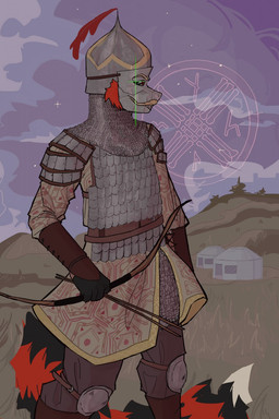 anthro armor arrow_(weapon) biped black_body black_fur body_armor bow_(weapon) bracers building chainmail chainmail_coif clothed clothed_anthro clothed_male clothing cloud coif detailed_background fur grass headgear helmet hill holding_arrow holding_bow_(weapon) holding_object holding_ranged_weapon holding_weapon knee_guards knee_pads male male_anthro markings mask military_helmet night plant ranged_weapon red_body red_fur ring_(marking) ringed_tail scale_armor shirt shoulder_guards sky solo standing star starry_sky striped_markings striped_tail stripes tail tail_markings topwear tunic weapon wearing_mask toffee_32 ailurid mammal red_panda hi_res