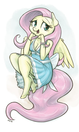 anthro back_bow back_wings blue_clothing blue_dress blue_eyes bracelet breasts cleavage clothed clothing dress eyelashes feathered_wings feathers female fetlocks fur hair hoof_hands hooves jewelry legs_together long_hair pink_hair pink_tail simple_background solo tail unguligrade white_background wings yellow_body yellow_fur king-kakapo friendship_is_magic hasbro my_little_pony mythology fluttershy_(mlp) equid equine mammal mythological_creature mythological_equine pegasus 2016 hi_res
