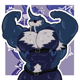 2_fingers 4_arms abs antennae_(anatomy) anthro armpit_hair belly_hair belt biceps blush bodily_fluids body_hair bottomwear chest_hair clothed clothing fingers flexing flexing_bicep flexing_both_biceps flexing_muscles hair hairy horn male multi_arm multi_limb multiple_belts muscular muscular_anthro muscular_male overweight overweight_anthro overweight_male pants simple_background solo sweat topless crococola hollow_knight_(franchise) team_cherry the_last_stag_(hollow_knight) animal_humanoid arthropod arthropod_humanoid beetle humanoid insect insect_humanoid stag_beetle 1:1 hi_res