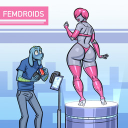 arm_scales blue_body blue_skin blush bottomwear bra bulge choker clothing credit_card denim denim_bottomwear denim_clothing detailed_bulge erection erection_under_clothing female floppy_ears footwear hair high_heels jeans jewelry machine male necklace pants pink_hair shoes thick_thighs thong underwear wallet wide_eyed wide_hips kostos_art lou_(kostos_art) alien alien_humanoid humanoid robot robot_humanoid 1:1 hi_res