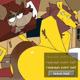 animated_gif anthro bed bedroom big_butt big_penis butt duo furniture genitals grinding hot_dogging intersex intersex/male male penis sex shadow smile smirk text tongue tongue_out conditional_dnp furryfluffbutt microsoft minecraft mojang xbox_game_studios canid canine felid fox lion mammal pantherine 1:1 animated loop short_playtime trans_(lore) trans_woman_(lore)