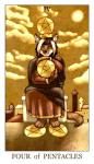 anthro brown_body brown_fur brown_hair building canid canine canis card card_template clothing cloud dress ear_piercing female feralise fortune_telling four_of_pentacles_(tarot) fur hair inner_ear_fluff mammal minor_arcana multicolored_hair occult_symbol outside pentacle pentacles_(tarot) piercing r_uv robe sky solo sun symbol tarot tarot_card tower tuft two_tone_hair white_body white_fur white_hair wolf