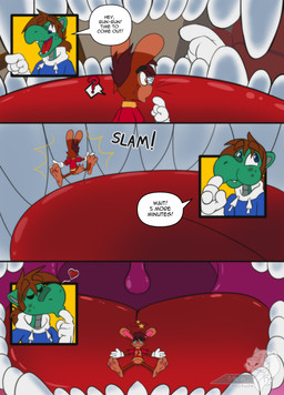3_toes 4_fingers anthro big_feet cartoon_gloves cartoon_physics cheek_bulge curling_toes dazed dizzy dizzy_eyes duo feet fingers heart_symbol inside_mouth male male/male mawplay open_mouth pawpads paws prank red_tongue soft_vore soles spread_toes tail text toes tongue toony toony_moment uvula vore whiskers crocdragon89 mythology joshua_edgars_(crocdragon89) roderick_(tamerkoh) toon_joshua_edgars_(crocdragon89) dragon lagomorph leporid mammal mythological_creature mythological_scalie rabbit scalie absurd_res comic english_text hi_res