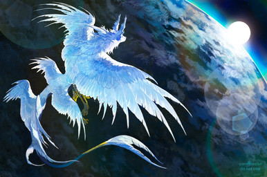 6_wings ambiguous_feral ambiguous_gender angelic blue_body blue_ears blue_feathers blue_fur blue_wings claws cloud cosmic_background countershade_neck countershade_wings countershading detailed_background do_not_distribute ear_tuft earth feathered_tail feathers feral flying foreshortening fur glare_(lighting) horizon huge_wings long_ears long_feathers long_tail looking_at_sun multi_wing neck_tuft neck_wings non-mammal_ears planet rear_view skeletal_foot skeletal_leg snout solo space space_background sun tail tail_wings thin_tail toe_claws tuft unusual_anatomy unusual_tail unusual_wing_placement visible_skeleton white_body white_feathers white_fur white_wings wings yellow_bone barsuk mythology ambiguous_species dragon feathered_dragon feathered_scalie furred_dragon furred_scalie mythological_creature mythological_scalie scalie 2026 cel_shading digital_media_(artwork) digital_painting_(artwork) hi_res painting_(artwork) shaded signature