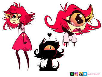 1_eye alternate_form black_body bodily_fluids bottomwear clothing crying dirty dirty_clothing eyelashes female hair heart_symbol messy_hair not_furry orange_sclera pie_cut_eyes red_bottomwear red_clothing red_hair red_skirt sad scuff_marks shirt short_hair simple_background skirt solo tears tentacles thin_arms topwear torn_clothing white_background white_clothing white_shirt white_topwear barryfactory hazbin_hotel hellaverse niffty_(hazbin_hotel) cyclops demon humanoid 2019 4:3 hi_res