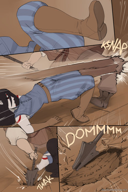 5_fingers armor black_hair black_sclera clothing duo female fight fingers gloves green_scarf hair handwear humanoid_pointy_ears kick light_body light_skin mace male melee_weapon motion_lines not_furry pointy_ears red_eyes scarf text weapon white_body white_skin arbuzbudesh lady_wolf_(arbuzbudesh) demon demon_humanoid elf human humanoid mammal 2026 2:3 colored comic english_text hi_res url