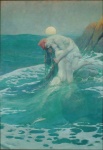 detailed_background duo female foam full_moon hug male male/female moon nude outside romantic romantic_ambiance romantic_couple sea split_form water howard_pyle the_mermaid_(painting) fish human mammal marine merfolk 1910 20th_century ancient_art formal_art hi_res traditional_media_(artwork)