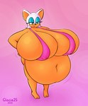 anthro belly big_belly big_breasts bikini black_nose blue_eyeshadow breasts clothing eyelashes eyeshadow female hair huge_belly huge_breasts hyper hyper_belly hyper_breasts lips looking_down looking_down_at_self makeup morbidly_obese morbidly_obese_anthro morbidly_obese_female motion_lines navel nipple_outline obese obese_anthro obese_female overweight overweight_anthro overweight_female pink_background pink_bikini pink_bikini_top pink_clothing pink_lips pink_swimwear simple_background smile solo swimwear tan_body tan_inner_ear teal_eyes tight_clothing two-piece_swimsuit white_ears white_hair glacie25 sega sonic_the_hedgehog_(series) rouge_the_bat bat mammal 2022 alternate_version_at_source colored digital_media_(artwork) hi_res shaded signature