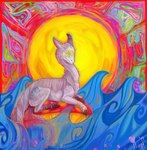 abstract_background brown_toes digitigrade female feral fur heart_symbol psychedelic solo sun water white_body white_fur iluq lilana_rose dra'essa furred_dragoness mammal 2014 digital_media_(artwork) digital_painting_(artwork)