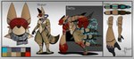 battle_damage big_hands blood bodily_fluids bottomwear clothing cybernetic_body cybernetics electricity footwear forked_tail integrated_pants machine muscular pants pouches robotic scarf scratches shoes tail text transformation unusual_anatomy unusual_tail visor visor_eyes masterzoroark666 canid canine fennec_fox fox mammal true_fox absurd_res hi_res model_sheet