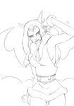 anthro belt blush christmas_clothing clothed clothing female hair holidays holly_(plant) plant solo wings mu_plus christmas disney gargoyles maggie_reed_(gargoyles) felid mammal mutate_(gargoyles) 2018 hi_res monochrome sketch