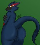 anthro anthrofied arm_tuft balls big_butt big_tail black_eyebrows blue_body blue_fur blue_scales blush blush_lines bodily_fluids butt curved_eyebrows eyebrows eyelashes eyeliner facial_tuft femboy fur genitals long_tail looking_at_viewer looking_back makeup male male_anthro multicolored_body pupils red_eyeliner scales scuted_arms scutes shoulder_tuft shy simple_background slit_pupils smile smiling_at_viewer snout solo sweat sweaty_arms sweaty_balls sweaty_body sweaty_butt sweaty_genitalia sweaty_head sweaty_legs sweaty_thighs tail thick_tail thick_thighs thin_eyebrows tuft wide_hips yellow_eyes yellow_sclera princess_joanne capcom monster_hunter flying_wyvern nargacuga 2020 digital_drawing_(artwork) digital_media_(artwork) signature