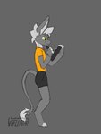 anthro bottomwear clothing drawing drawing_tablet fangs long_ears male shirt shorts smile solo standing tail tail_tuft teeth topwear tuft walking veuper ambient_among_us animated frame_by_frame