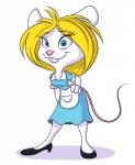 apron blonde_hair blue_eyes buckteeth clothing female footwear hair high_heels looking_at_viewer shoes solo teeth toony waiter aaron_neathery chadrocco endtown holly_hollister mammal mouse murid murine rodent absurd_res hi_res