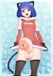 armwear balls blue_hair breasts clothing elbow_gloves erection fangs genitals gloves green_eyes gynomorph hair handwear holidays humanoid_genitalia humanoid_penis intersex legwear open_mouth penis small_breasts snowflake solo stockings teeth necrosmos christmas sanrio show_by_rock!! cyan_hijirikawa animal_humanoid cat_humanoid felid felid_humanoid feline feline_humanoid humanoid mammal mammal_humanoid hi_res