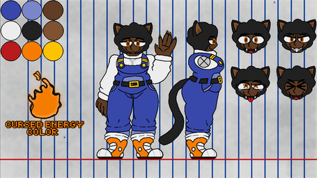 5_fingers belt black_hair black_tail blue_clothing blue_overalls brown_body brown_skin claws clothing cursed_energy fingers footwear hair locomotive love_handles male moobs orange_clothing orange_eyes orange_footwear orange_shoes orange_sneakers overalls puffy_hair shoes simple_background slightly_chubby sneakers socks solo steam_locomotive sweater tail text topwear train vehicle white_clothing white_sweater white_topwear moltenart_pixels jujutsu_kaisen charlie_(moltenart_pixels) felid feline human humanoid hybrid mammal 16:9 animated character_name digital_media_(artwork) model_sheet widescreen