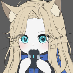 alternate_species anthro blonde_hair blue_clothing blue_eyes blush clothing computer_chip female fur furrification grey_background hair holding_object inner_ear_fluff machine object_in_mouth simple_background solo tuft whiskers white_body white_fur yellow_ears yellow_inner_ear_fluff young young_anthro young_female j_humbo capcom pragmata diana_(pragmata) android domestic_cat felid feline felis mammal robot 1:1 2026 hi_res icon