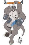 2_penises 4_arms 4_nipples 4_pecs anthro armpit_hair arms_above_head beard big_muscles body_hair claws clothing diphallism dumbbell ear_piercing exercise facial_hair facial_piercing flexing fur gauged_ear genitals green_eyes grey_body grey_fur holding_weights horizontal_diphallism huge_muscles humanoid_genitalia humanoid_penis long_ears male multi_arm multi_genitalia multi_limb multi_nipple multi_pecs multi_penis multifur muscular muscular_anthro muscular_male nipples nose_piercing nose_ring paws pecs penis piercing pull-up_(exercise) pull_up_bar ring_piercing simple_background solo speedo swimwear toe_claws vein veiny_penis weightlifting weights white_background workout bigroodraws champagnecub rootaur blitzen_fourpaws kangaroo macropod mammal marsupial 2018 hi_res