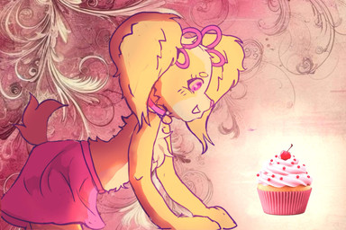 anthro blonde_hair cake clothing collar dessert female food frutiger_metro hair happy heterochromia pigtails pink_clothing pink_collar pink_hairbow raised_tail solo tail yellow_body young young_female anonymous_artist dollie_(triixs) bird_dog canid canine canis cocker_spaniel domestic_dog hunting_dog mammal spaniel 3:2 hi_res