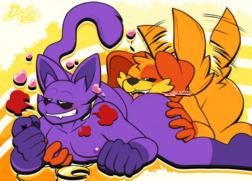 anal anthro black_sclera butt duo fangs fur heart_symbol holidays looking_pleasured male male/male male_rimming male_rimming_male nude one_eye_closed open_mouth open_smile oral orange_body orange_fur purple_body purple_fur rimming rimming_male sex smile smirk smug smug_face smug_grin tail tail_motion tailwag teeth tongue tongue_out dustythebat mob_entertainment poppy_playtime smiling_critters thanksgiving catnap_(poppy_playtime) dogday_(poppy_playtime) canid canine canis domestic_cat domestic_dog felid feline felis mammal hi_res