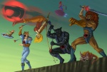 anthro big_breasts blonde_hair breasts female group hair holding_melee_weapon holding_object holding_sword holding_weapon male melee_weapon polearm red_hair staff sword sword_of_omens weapon whip victor_bartlett thundercats thundercats_1985 cheetara lion-o panthro snarf tygra wilykat wilykit cheetah felid feline humanoid lion mammal pantherine snarf_(species) tiger hi_res brother_(lore) brother_and_sister_(lore) sibling_(lore) sister_(lore)