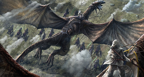 ambiguous_gender armor army bird's-eye_view bound brown_body brown_scales chain chained claws clothed clothing crossbow detailed_background dust_cloud feral flag flying group harness headgear helmet high-angle_view hood large_group long_neck melee_weapon membrane_(anatomy) membranous_wings outside ranged_weapon reins riding saddle_bag scabbard scales sheathed_sword shirt spread_wings standing sword tail topwear tunic veiny_wings weapon wing_claws wings のば european_mythology mythology dragon equid equine horse human mammal mythological_creature mythological_scalie scalie western_dragon wyvern detailed digital_media_(artwork) digital_painting_(artwork) painting_(artwork)