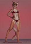 anthro bikini clothing female fur hand_on_hip navel navel_piercing piercing plantigrade solo swimwear tail teal_eyes two-piece_swimsuit artz2012 etskuni techiesxc tyskha caracal caracal_(genus) felid feline mammal artist_collaboration digital_media_(artwork)