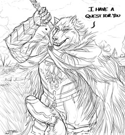 anthro armor ball_tuft balls big_penis biped breastplate cape clothing dialogue erection facial_scar foreskin gauntlets genitals gloves handwear heart_symbol humanoid_genitalia humanoid_penis looking_at_viewer male penis pubes scar solo talking_to_viewer text tuft vein veiny_penis crazydrak elden_ring fromsoftware blaidd_(elden_ring) canid canine canis mammal wolf 2022 digital_media_(artwork) english_text hi_res monochrome sketch