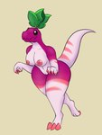 anthro areola beady_eyes big_breasts black_eyes breasts claws female food genitals leaf leaf_tail markings nipples nude pink_areola pink_claws pink_nipples pink_stripes plant purple_body pussy radish sharp_teeth simple_background solo striped_markings stripes tail tan_background teeth thick_thighs vegetable white_body wide_hips carboncopy612 electronic_arts plants_vs._zombies popcap_games veloci-radish_(pvz) dinosaur dromaeosaurid elemental_creature flora_fauna food_creature prehistoric_species reptile scalie theropod velociraptor hi_res