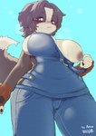 anthro areola big_breasts bodily_fluids breasts clothed clothing curvy_figure exposed_breasts female female_anthro flashing flashing_breasts hair huge_breasts kemono looking_at_viewer low-angle_view nervous nervous_sweat nipples one_breast_out overalls overalls_only partially_clothed paws puffy_areola puffy_nipples shy side_boob sky sleeveless_topwear slightly_chubby smile smiling_at_viewer solo sweat sweatdrop sweaty_breasts thick_thighs tight_clothing tight_topwear topwear voluptuous wide_hips worm's-eye_view tenyati amaverse angel_welina bernese_mountain_dog canid canine canis domestic_dog mammal molosser mountain_dog swiss_mountain_dog absurd_res hi_res