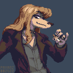 ambiguous_gender anthro blonde_hair cigarette clothed clothing coat collar collared_shirt colored_nails dress_shirt eyelashes fur hair holding_object long_hair looking_down nails open_clothing open_shirt open_topwear shirt simple_background snout solo topwear white_body white_fur pavanz philipp_(coypuppy) canid canine mammal 1:1 2022 digital_media_(artwork) low_res pixel_(artwork) watermark
