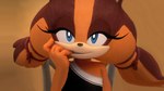 accessory anthro bedroom_eyes brown_body brown_fur eyelashes female finger_in_mouth fur hair_accessory hand_in_mouth long_eyelashes looking_at_viewer narrowed_eyes orange_body orange_fur seductive solo third-party_edit sega sonic_boom sonic_the_hedgehog_(series) sticks_the_jungle_badger badger mammal mustelid musteline 16:9 hi_res widescreen