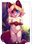 anthro blonde_hair blue_eyes female genitals hair loli navel nipples nude outside pussy solo toddler young young_anthro young_female sicmop hailey_(kittyprint) felid feline mammal 2019