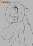 anthro big_breasts bodysuit breasts clothed clothing female fur hair huge_breasts long_hair patreon_logo skinsuit solo text tight_clothing website_logo mastergodai patreon eliza_(mastergodai) domestic_cat felid feline felis mammal 2016 english_text hi_res monochrome