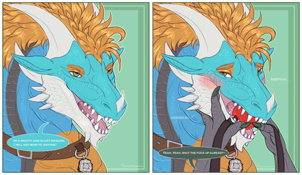 azdrag ball_gag bdsm belt bodily_fluids bondage border bound coconut collar dominant drupe_(fruit) duo feral food fruit gag gagged male male/male plant saliva solo submissive white_border kristinagoose_(artist) n1k0 european_mythology mythology dragon mythological_creature mythological_scalie scalie western_dragon comic hi_res