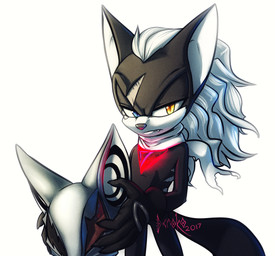 anthro black_body black_tail blue_eyes clothing date eye_scar facial_scar grey_nose hair heterochromia holding_mask male mask phantom_ruby pointy_ears prick_ears red_glow scar snaggle_teeth solo standing striped_chest tail torn_clothing torn_scarf triangle_nose unmasked white_hair yellow_eyes deroko sega sonic_forces sonic_the_hedgehog_(series) infinite_(sonic) canid canine canis jackal mammal 2017 signature