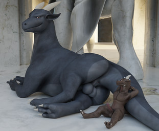 3_toes anthro anthro_on_feral anus backsack ball_size_difference balls bangle bedroom_eyes bestiality big_balls big_butt big_penis brown_body butt duo erection feet feral genitals grey_body horn humanoid_genitalia humanoid_penis imminent_sex jewelry larger_feral larger_male looking_at_another male marble multicolored_body narrowed_eyes nude on_ground penis penis_size_difference quadruped scales seductive size_difference smaller_anthro smaller_male smile snout tail toes two_tone_body white_body white_scales no-name-no-problem european_mythology mythology dragon kobold mythological_creature mythological_scalie scalie western_dragon 2021 3d_(artwork) blender_(artwork) digital_media_(artwork)