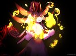 anthro dark fire hair krilion long_hair magic magic_user male paws simple_background solo awakeningwind crystalyric canid hybrid mammal scalie mystic_(disambiguation) absurd_res hi_res