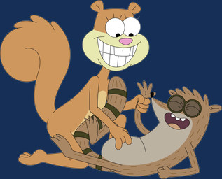 anthro duo eyes_closed female flat_chested kneeling laugh male on_model open_mouth smile tail tickling porygon2z cartoon_network nickelodeon regular_show spongebob_squarepants rigby_(regular_show) sandy_cheeks eastern_grey_squirrel grey_squirrel mammal rodent sciurid tree_squirrel absurd_res alpha_channel hi_res