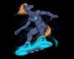 5:4 abstract_background alpha_channel anthro barcode biped blonde_hair blue_eyes e621 equid equine fur glowing grey_body grey_fur hair hi_res horse hoverboard male mammal mascot nude simple_background solo standing surfer transparent_background wiredhooves