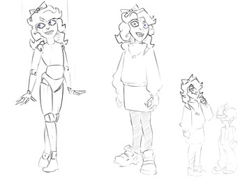bottomwear clothing doll duo featureless_crotch flat_chested not_furry puppet skirt spinater goosebumps animate_inanimate humanoid living_doll 4:3 hi_res monochrome sketch
