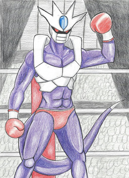 abs armor boxing boxing_gloves clothing crowd group handwear lights male muscular pecs speedo sport swimwear dcheese dragon_ball dragon_ball_z humanoid hi_res