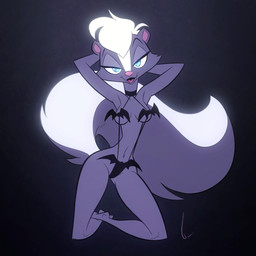 anthro barefoot bat_wings big_tail breasts clothing countershade_face countershading feet female holidays lingerie long_tail markings medium_breasts membrane_(anatomy) membranous_wings midriff navel one-piece_swimsuit sling_bikini solo striped_markings striped_tail stripes swimwear tail tail_markings thick_thighs wide_hips wings birchly halloween courtney_brushmarke mammal mephitid skunk striped_skunk 1:1 2023 hi_res