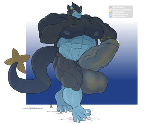 abs anthro balls biceps big_balls big_muscles big_pecs big_penis cracked_ground cracks electricity erection genitals glowing glowing_eyes huge_balls huge_muscles huge_penis humanoid_genitalia humanoid_penis hyper hyper_balls hyper_genitalia hyper_penis looking_at_pecs male muscular muscular_anthro muscular_arms muscular_legs muscular_male muscular_thighs navel nipples paws pecs penis smug solo tail thick_arms thick_neck thick_tail touching_pecs walking conditional_dnp dischimera nintendo pokemon generation_4_pokemon luxray pokemon_(species)