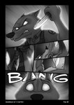 2021 anthro biped black_border border bulletproof_vest canid canine canis cheek_tuft chest_tuft clothed clothing comic disney duo english_text facial_tuft fight fox foxxj gloves_(marking) greyscale head_tuft hi_res holding_object holding_weapon knife male mammal markings monochrome motion_lines nick_wilde nude red_fox shirt sound_effects t-shirt text topwear true_fox tuft weapon white_eyes wolf zootopia