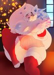 anthro artificial_intelligence belly big_breasts breasts clothing curvy_figure female genitals holidays legwear negligee nipples pussy slightly_chubby solo thick_thighs thigh_highs voluptuous wide_hips higgyy christmas canid canine digital_creature fox mammal hi_res