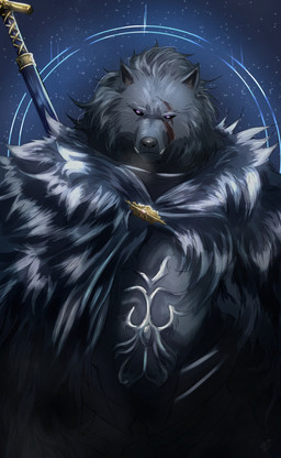 anthro black_body black_fur black_nose cloak clothing facial_scar front_view fur male male_anthro scar solo howdypeepos elden_ring fromsoftware blaidd_(elden_ring) canid canine canis mammal wolf 2025 colored hi_res